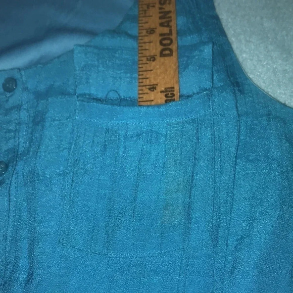 AGB turquoise sleeveless lined midi dress chest pockets button front NEW size M - Picture 8 of 11